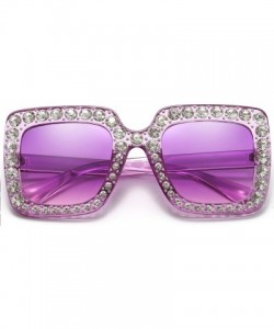 Oversized Oversized Sunglasses for Women Square Thick Frame Bling Bling Rhinestone Novelty Shades - CM18EZWGZIN $9.27