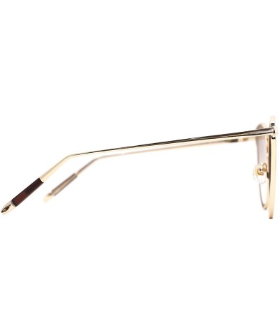 Round Gold-plated Womens Sunglasses Cat Eye Mirrored Metal Frame Flat Lenses - E - CS182IO5DT9 $15.59