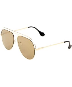 Round Bridge-less Round Curved Brow Piece Aviator Sunglasses - Brown - C2197R72K2G $27.42