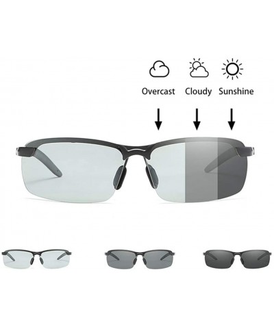 Oval Men Pochromic Polarized Driving Sunglasses Eyewear Windproof UV400 Sunglasses - Black1 - CR18Y25OL04 $51.41