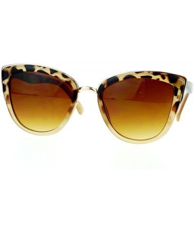 Butterfly Runway Fashion Metal Bridge Trim Oversized Cat Eye Sunglasses - Tortoise Gold - C611ARF079X $9.13