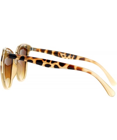 Butterfly Runway Fashion Metal Bridge Trim Oversized Cat Eye Sunglasses - Tortoise Gold - C611ARF079X $9.13