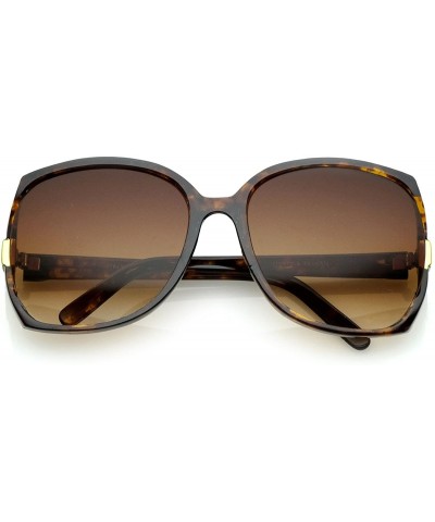 Oversized Women's Square Side Cutouts Metal Accents Oversize Sunglasses 62mm - Tortoise / Amber - CX12OB05BZL $12.49