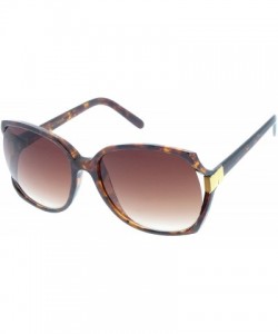 Oversized Women's Square Side Cutouts Metal Accents Oversize Sunglasses 62mm - Tortoise / Amber - CX12OB05BZL $19.62