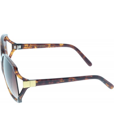 Oversized Women's Square Side Cutouts Metal Accents Oversize Sunglasses 62mm - Tortoise / Amber - CX12OB05BZL $12.49
