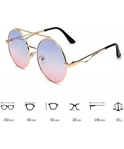 Oval Men women Metal Round Sunglasses Slim frame Colored Flat Lens 60mm - Brown - CQ18EQDHOX8 $9.48