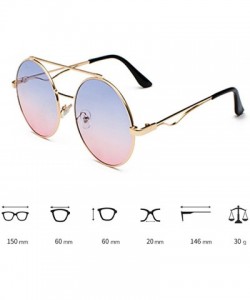 Oval Men women Metal Round Sunglasses Slim frame Colored Flat Lens 60mm - Brown - CQ18EQDHOX8 $9.48