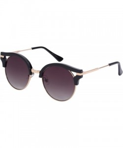 Rimless Round Cat Eye Cut Out Half Frame Sunglasses with Gradient Lens 32129-AP - Black - C712DG5YPOJ $8.03