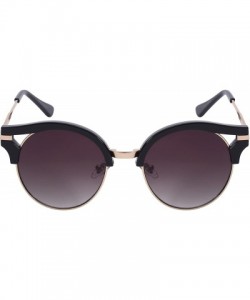 Rimless Round Cat Eye Cut Out Half Frame Sunglasses with Gradient Lens 32129-AP - Black - C712DG5YPOJ $8.03