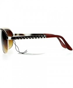 Rectangular Unique Checker Engraving All Metal Racer Pilot Sunglasses - Gold Gradient Brown - CT126SXYGDB $8.43