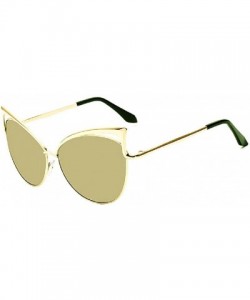 Cat Eye Sexy Cateye Women Sunglasses Oversized Metal Frame Flat Mirrored Lens - E - CH184ROGYY3 $11.40