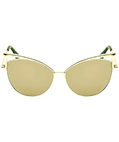 Cat Eye Sexy Cateye Women Sunglasses Oversized Metal Frame Flat Mirrored Lens - E - CH184ROGYY3 $18.49