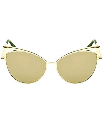 Cat Eye Sexy Cateye Women Sunglasses Oversized Metal Frame Flat Mirrored Lens - E - CH184ROGYY3 $11.40