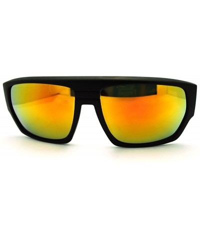 Square Mens Square Multicolor Mirror Lens Sunglasses Futuristic Sporty Shades - Black Yellow - CY11H5T3OFT $19.43