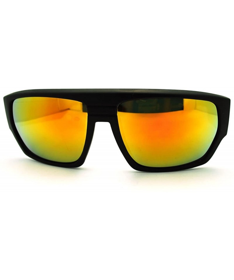 Square Mens Square Multicolor Mirror Lens Sunglasses Futuristic Sporty Shades - Black Yellow - CY11H5T3OFT $9.98