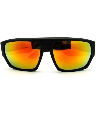 Square Mens Square Multicolor Mirror Lens Sunglasses Futuristic Sporty Shades - Black Yellow - CY11H5T3OFT $9.98