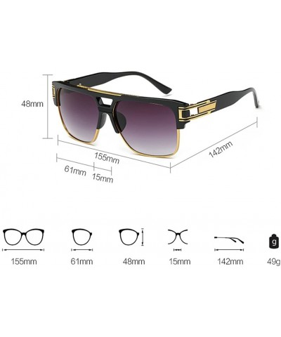 Square Men Women Square Retro Reflective Metal Frame Glasses Chain Strap Sunglasses - Grey - CZ18CYTN5Q9 $25.86