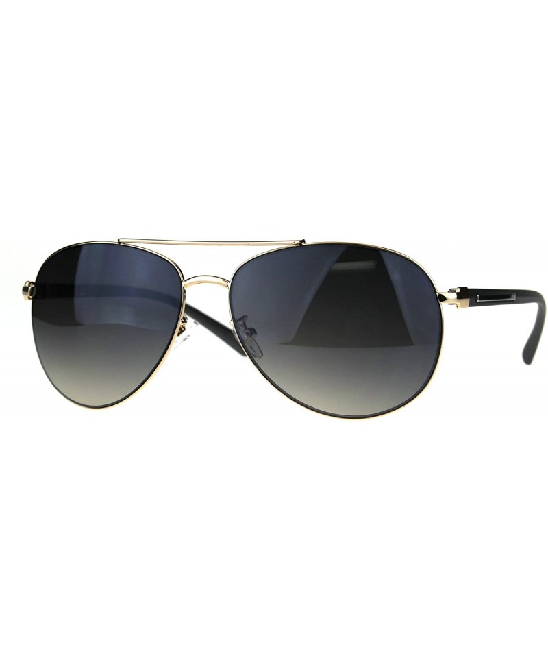 Oversized Designer Exposed Lens Officer Pilots Luxury Fashion Sunglasses - Gold Smoke - C7189I00LNW $10.99