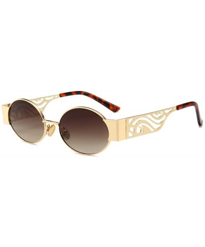 Oversized Men's and women's Fashion Resin lens Oval Frame Retro Sunglasses UV400 - Gold Brown - CE18NL9ZDIS $21.87