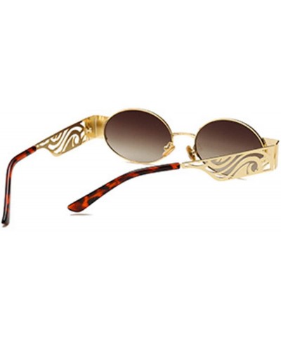 Oversized Men's and women's Fashion Resin lens Oval Frame Retro Sunglasses UV400 - Gold Brown - CE18NL9ZDIS $14.78