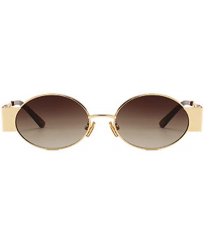 Oversized Men's and women's Fashion Resin lens Oval Frame Retro Sunglasses UV400 - Gold Brown - CE18NL9ZDIS $14.78