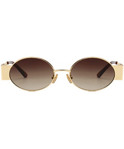 Oversized Men's and women's Fashion Resin lens Oval Frame Retro Sunglasses UV400 - Gold Brown - CE18NL9ZDIS $14.78