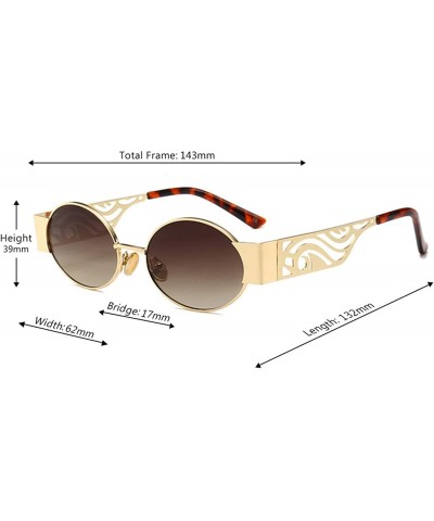 Oversized Men's and women's Fashion Resin lens Oval Frame Retro Sunglasses UV400 - Gold Brown - CE18NL9ZDIS $14.78