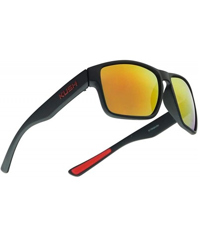 Sport Classic Square Mirrored Wrap Around Sport Keyhole Soft Tip Sunglasses - Matte Black Frame - CO18UEG4379 $24.27