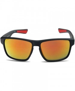 Sport Classic Square Mirrored Wrap Around Sport Keyhole Soft Tip Sunglasses - Matte Black Frame - CO18UEG4379 $11.82