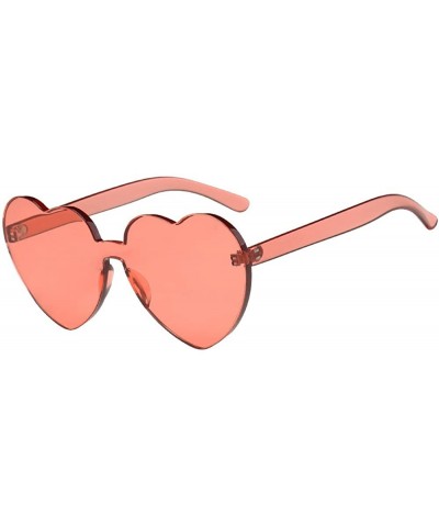 Sport Heart Shape Rimless Sunglasses Transparent Candy Color Eyewear Resin Lens Sunglasses - E - CZ1908N3HOE $18.67