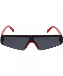 Rectangular Unisex Futuristic Sunglasses Slim Shield Style Mono Lens Shades UV 400 - Red (Black) - C618WDHM666 $13.00