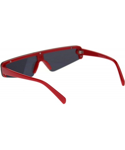 Rectangular Unisex Futuristic Sunglasses Slim Shield Style Mono Lens Shades UV 400 - Red (Black) - C618WDHM666 $13.00