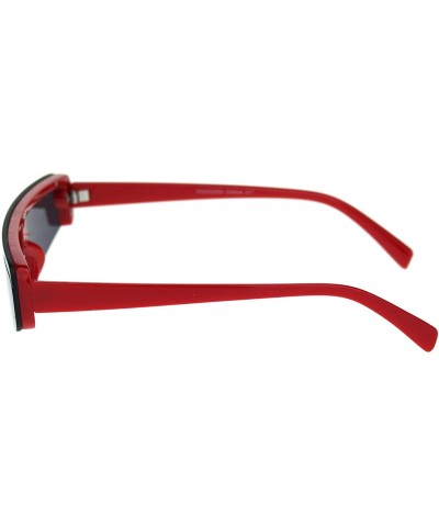 Rectangular Unisex Futuristic Sunglasses Slim Shield Style Mono Lens Shades UV 400 - Red (Black) - C618WDHM666 $13.00