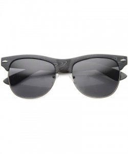 Semi-rimless Classic Retro Wood Printed Half Frame Horn Rimmed Sunglasses 54mm - Black / Smoke - CK126OMTFQ9 $12.41