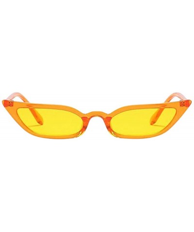 Square Small Cateye Sunglasses Vintage Tiny Cat Eye UV400 Eyewear Sun Glasses for women Men - Yellow - CD196OL9978 $7.93