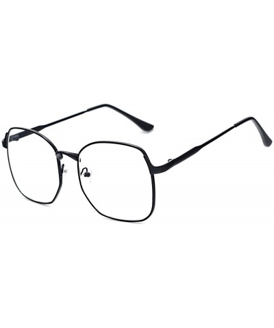 Aviator Wire Frame Nerd Bookworm Oversized Square Aviator Eyeglasses - Black - CL1889C9KCK $13.78