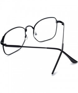 Aviator Wire Frame Nerd Bookworm Oversized Square Aviator Eyeglasses - Black - CL1889C9KCK $13.78