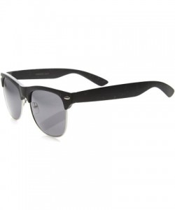 Semi-rimless Classic Retro Wood Printed Half Frame Horn Rimmed Sunglasses 54mm - Black / Smoke - CK126OMTFQ9 $12.41