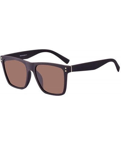 Square Polarized Sunglasses for Men Driving Sunglasses TR90 Square Vintage Sun Glasses For Men/Women - Coffee/Brown - CQ18SW0...