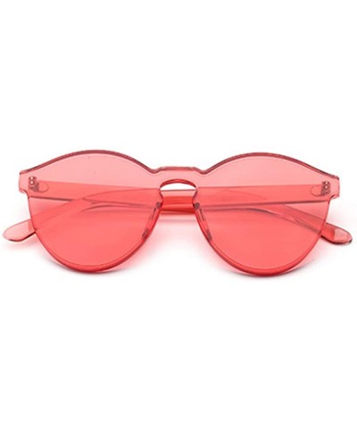 Oversized Transparent One Piece Rimless Sunglasses - Cute Candy Tinted Eyewear - Pink - CV18OYUHLKR $9.25