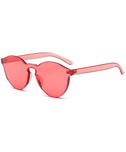 Oversized Transparent One Piece Rimless Sunglasses - Cute Candy Tinted Eyewear - Pink - CV18OYUHLKR $9.25