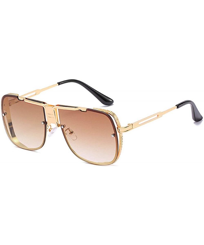 Square Retro Pilot metal square sunglasses for men woman Flight mechanical sunglasses UV400 Protection - 5 - CU1923OTSSK $10.44