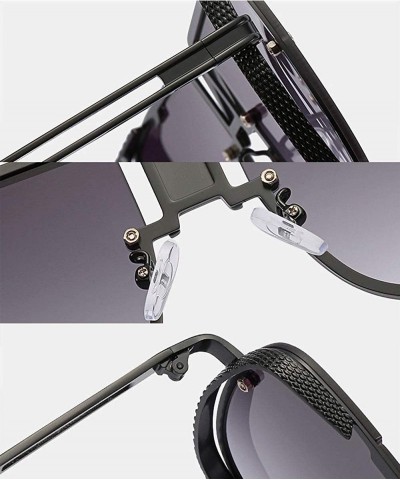 Square Retro Pilot metal square sunglasses for men woman Flight mechanical sunglasses UV400 Protection - 5 - CU1923OTSSK $10.44