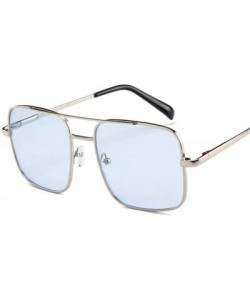 Aviator Fashion Square 2019 Sunglasses Men Oversize Driving Cool Sun Glasses Gold Clear - Blue - CD18YZWW2DX $9.36