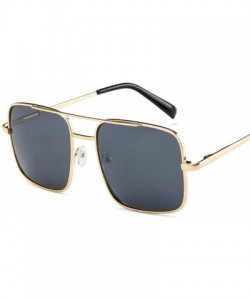 Aviator Fashion Square 2019 Sunglasses Men Oversize Driving Cool Sun Glasses Gold Clear - Blue - CD18YZWW2DX $9.36