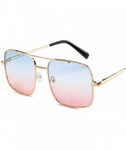 Aviator Fashion Square 2019 Sunglasses Men Oversize Driving Cool Sun Glasses Gold Clear - Blue - CD18YZWW2DX $9.36