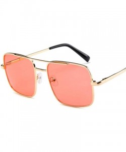 Aviator Fashion Square 2019 Sunglasses Men Oversize Driving Cool Sun Glasses Gold Clear - Blue - CD18YZWW2DX $9.36