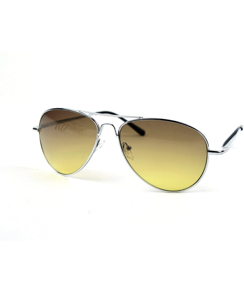 Aviator Metal Classic Aviator Color Lens Sunglasses Large Size P482 - Silver-green Lens - CG11BFU97QT $9.80