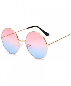Round Women Round Sunglasses Red Yellow Blue Clear Shades MultiColor Gradient Mirror Vintage Sun Glasses - Goldblue - CS197Y7...