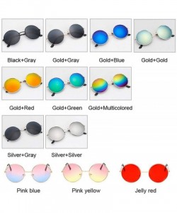 Round Women Round Sunglasses Red Yellow Blue Clear Shades MultiColor Gradient Mirror Vintage Sun Glasses - Goldblue - CS197Y7...